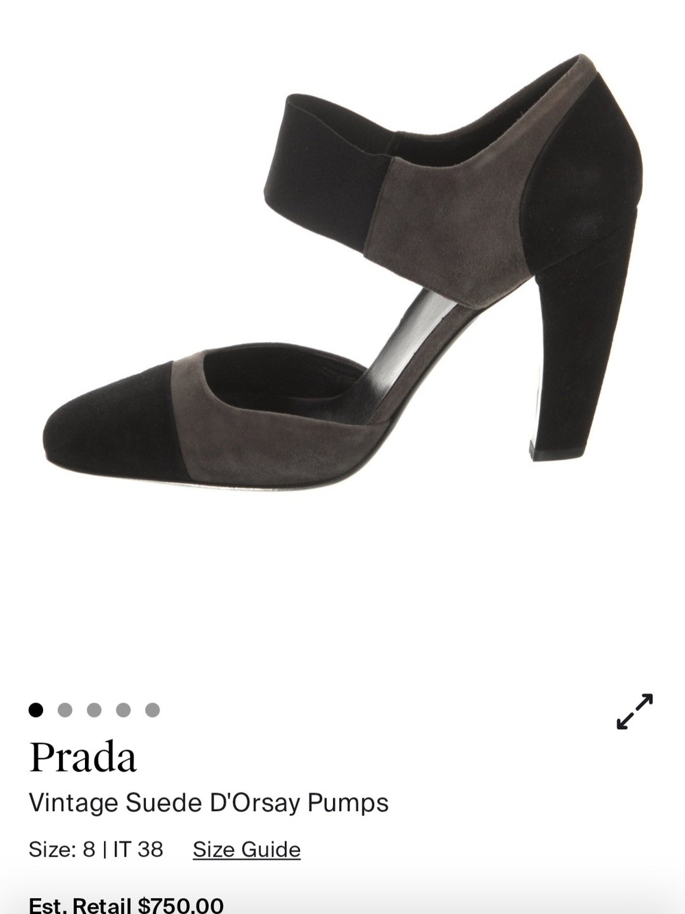 Prada Black and Gray Suede D'Orsay Pumps with Ankle Strap